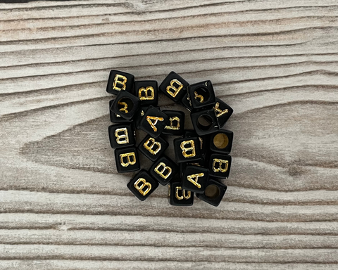 Letter Beads | Black gold